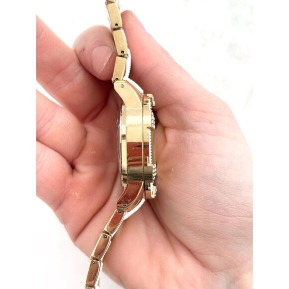 Gruen Chronograph Gold & White T Women's Rhinestone Wrist Watch - 30mm - WORKS! - Picture 8 of 10